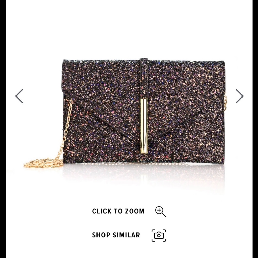 Elegant Glitter Clutch with Gold Chain